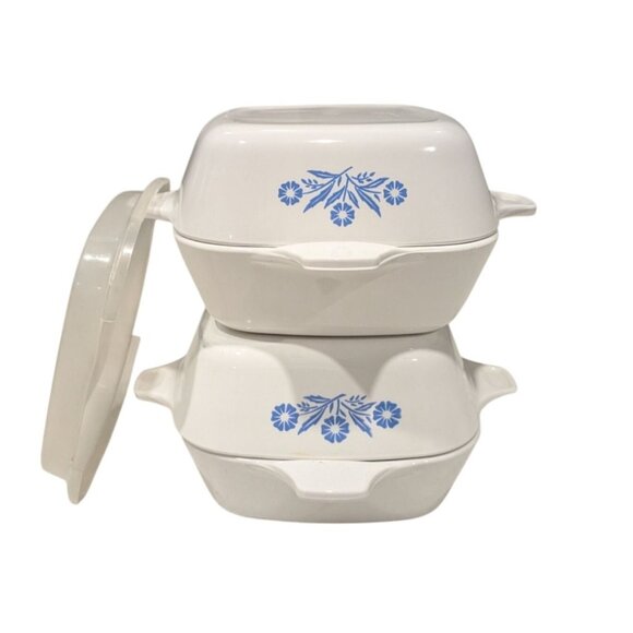 Corningware Other - CorningWare Blue Cornflower set 4 Petite Pans P-41 & P-41-B Plastic Lid